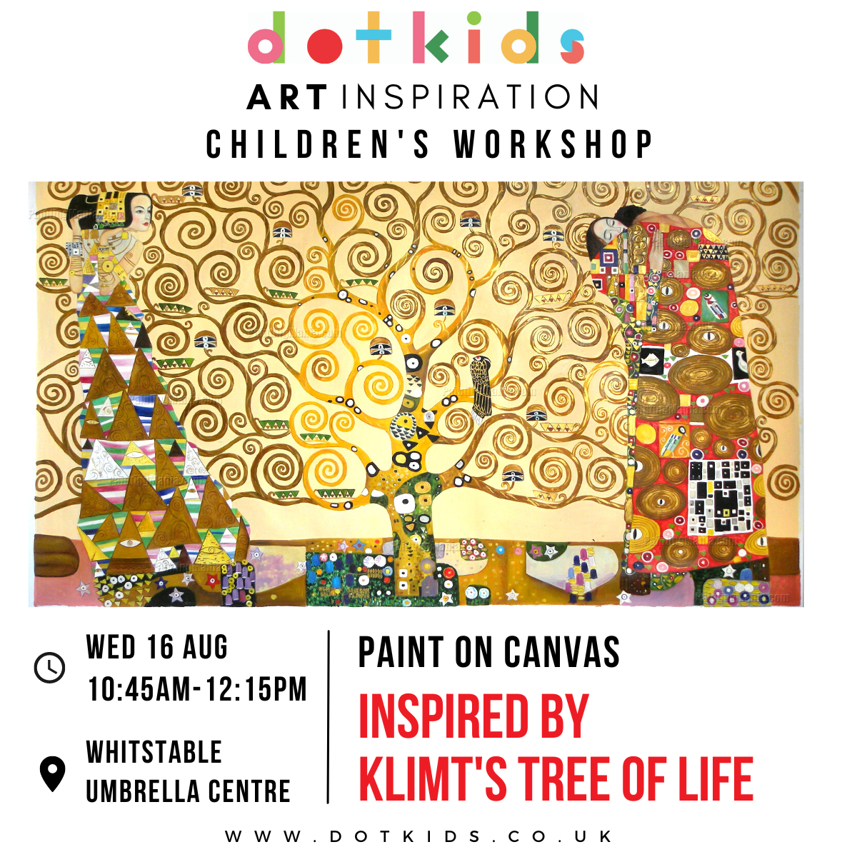 Klimt's Tree Of Life Art Inspiration Workshop For Children For children aged 5-16 years.